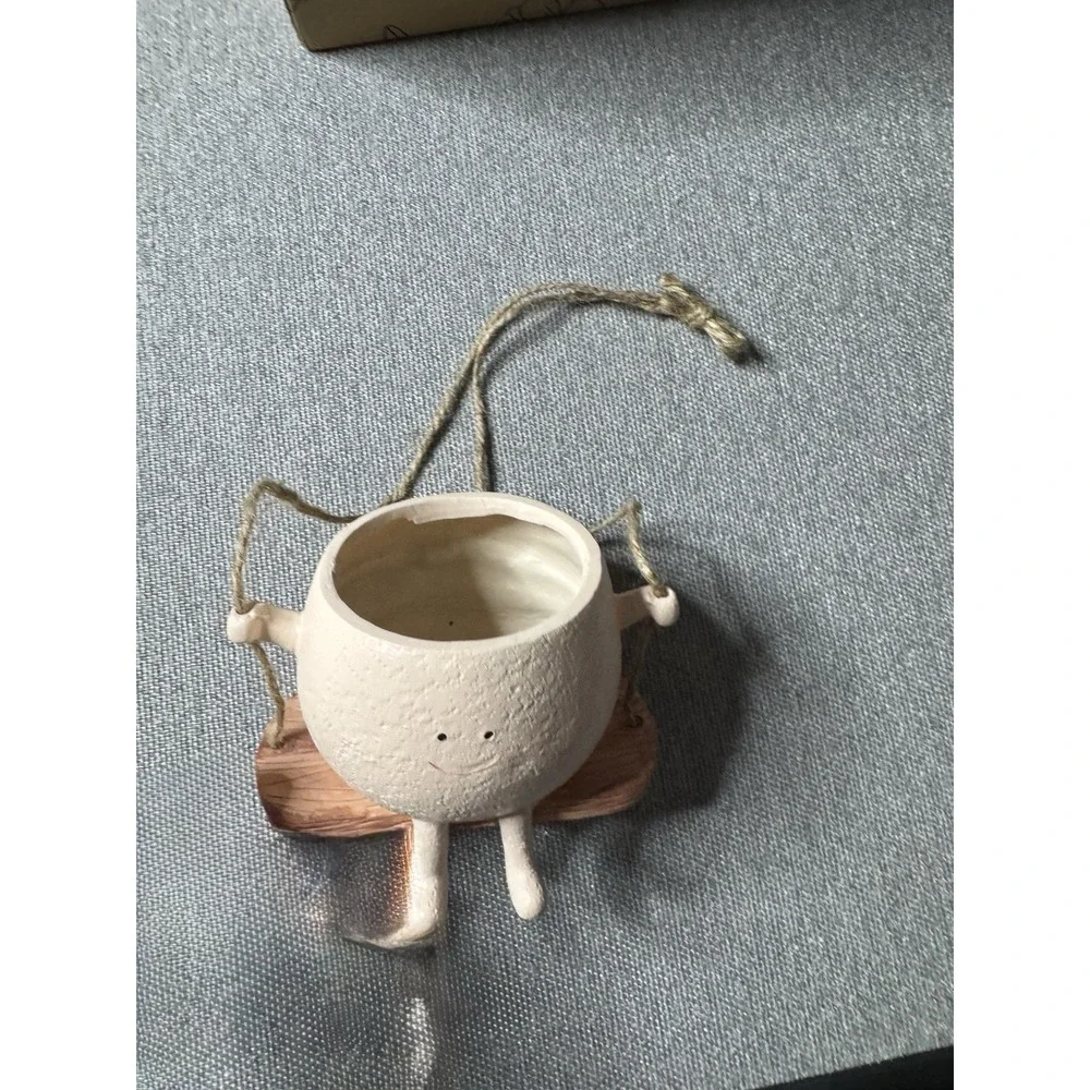 Swing Face Planter Hanging Resin Flower Head Pot Indoor Outdoor Succulent, Gift